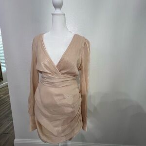 Fashion Nova Long Sleeve Dress - Chimerr Champagne. New with out tags. Size 6
